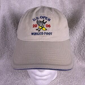 USGA 2006 U.S. Open Winged Foot Tan Adjustable Gold Hat‎ Beige Read!